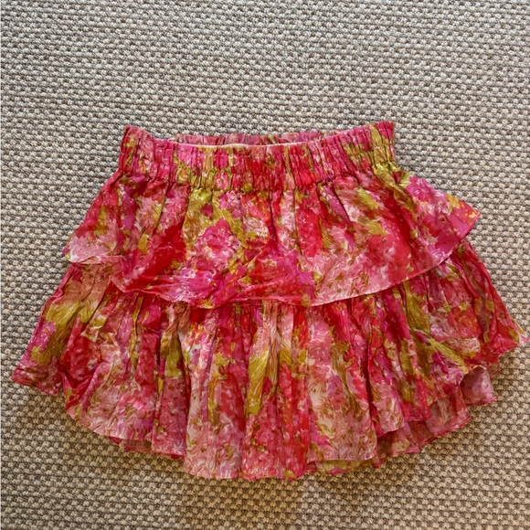 LoveShackFancy Pink and Green Floral A-Line Skirt!